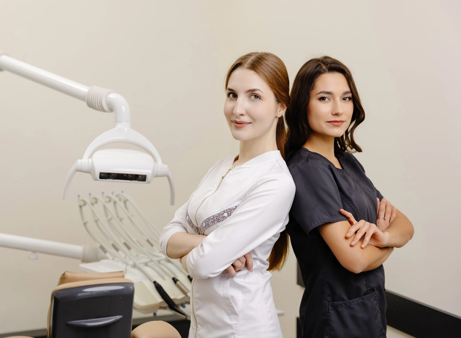 dentist and assistant back to back