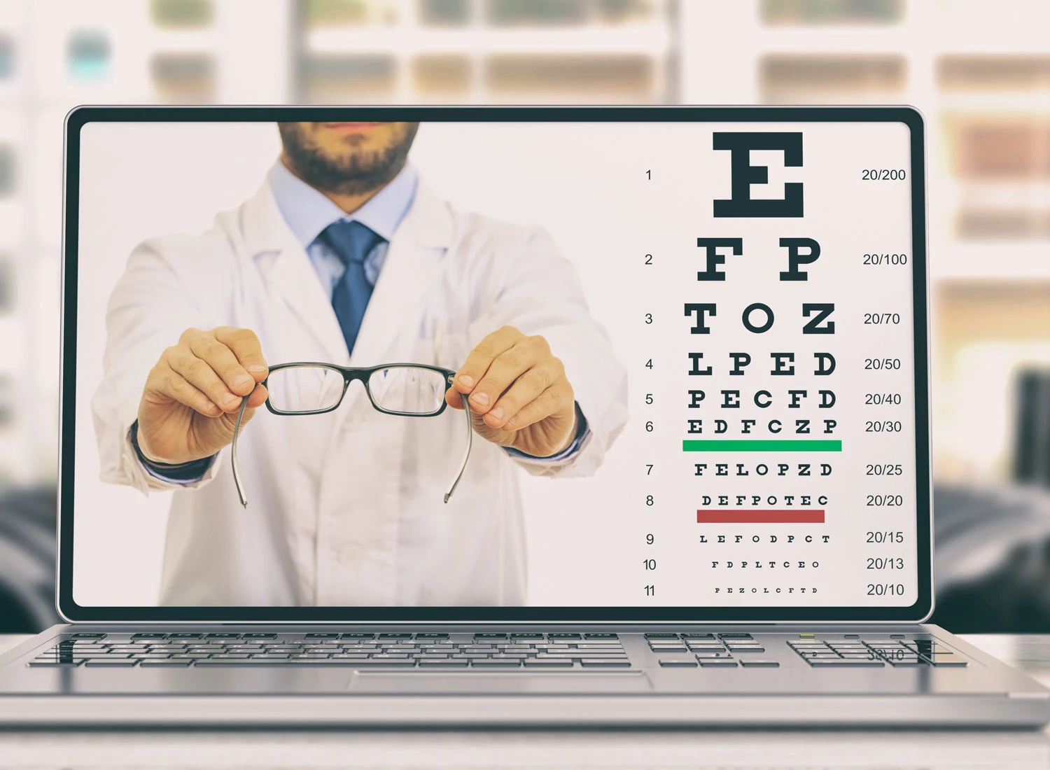 doctor on screen with glasses in hand