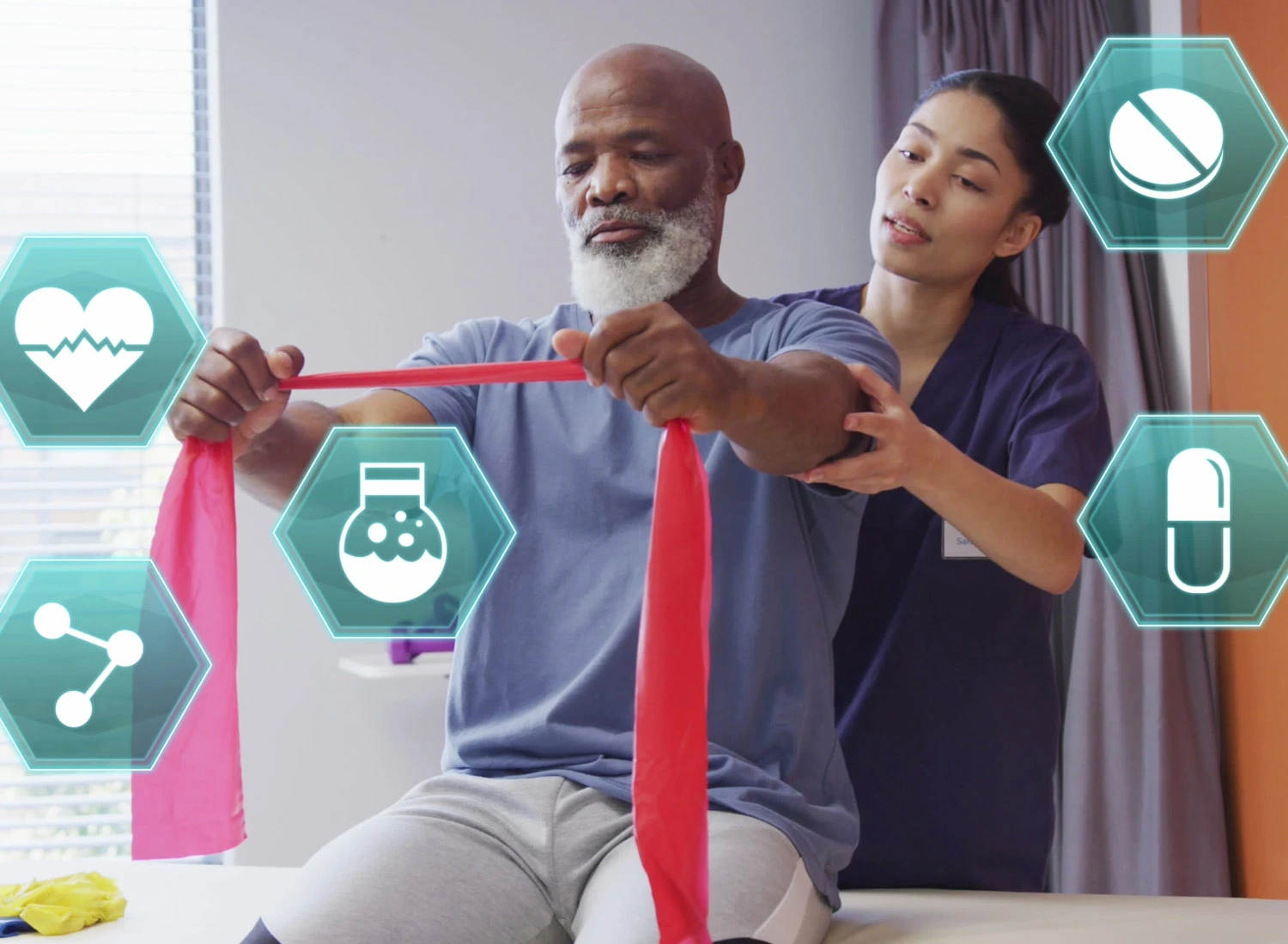 doctor with patient stretching