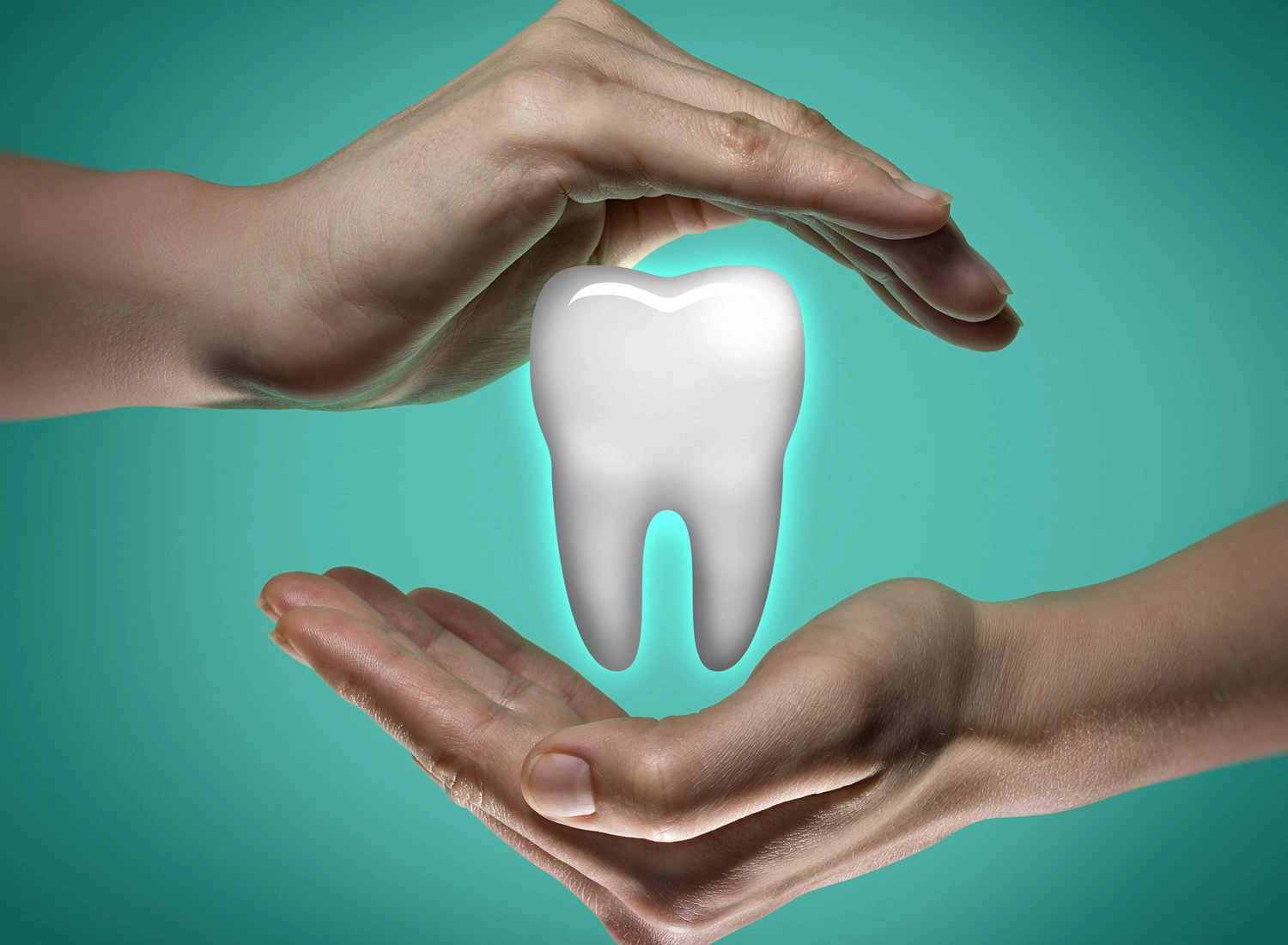 hands around tooth
