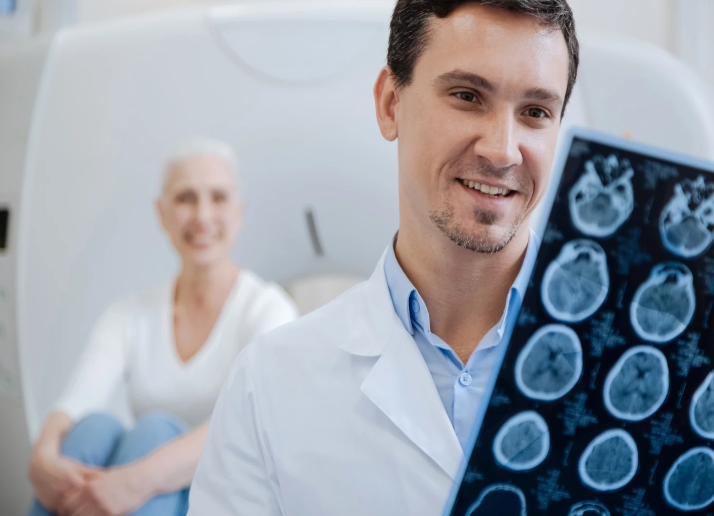 neurologist looking at chart