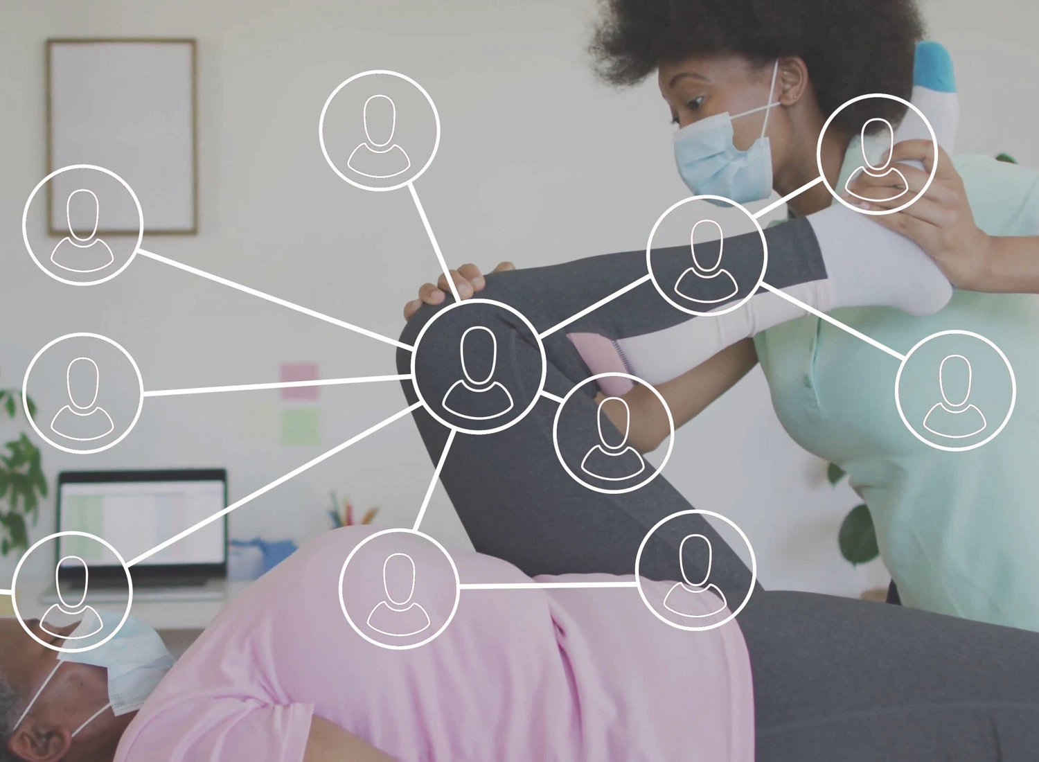 person stretching person