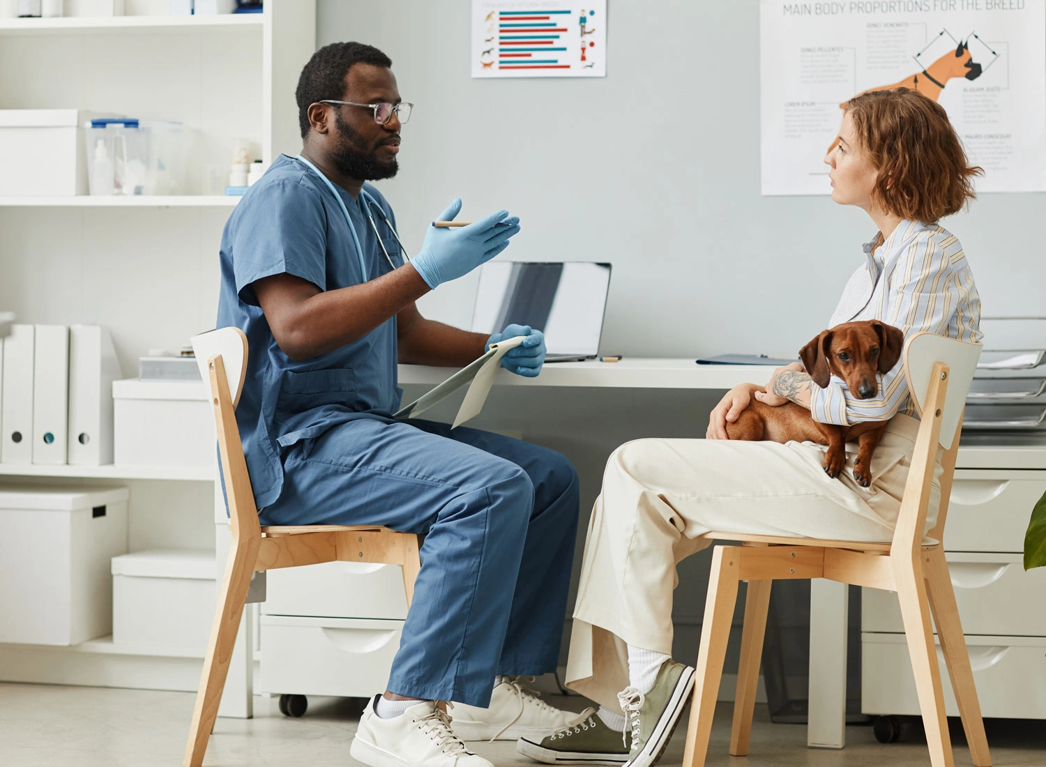 vet with patient and owner