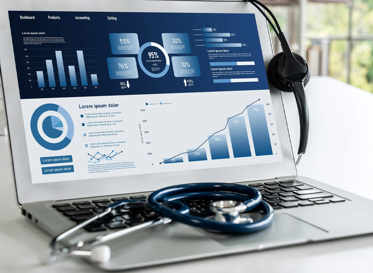 data on computer with stethoscope
