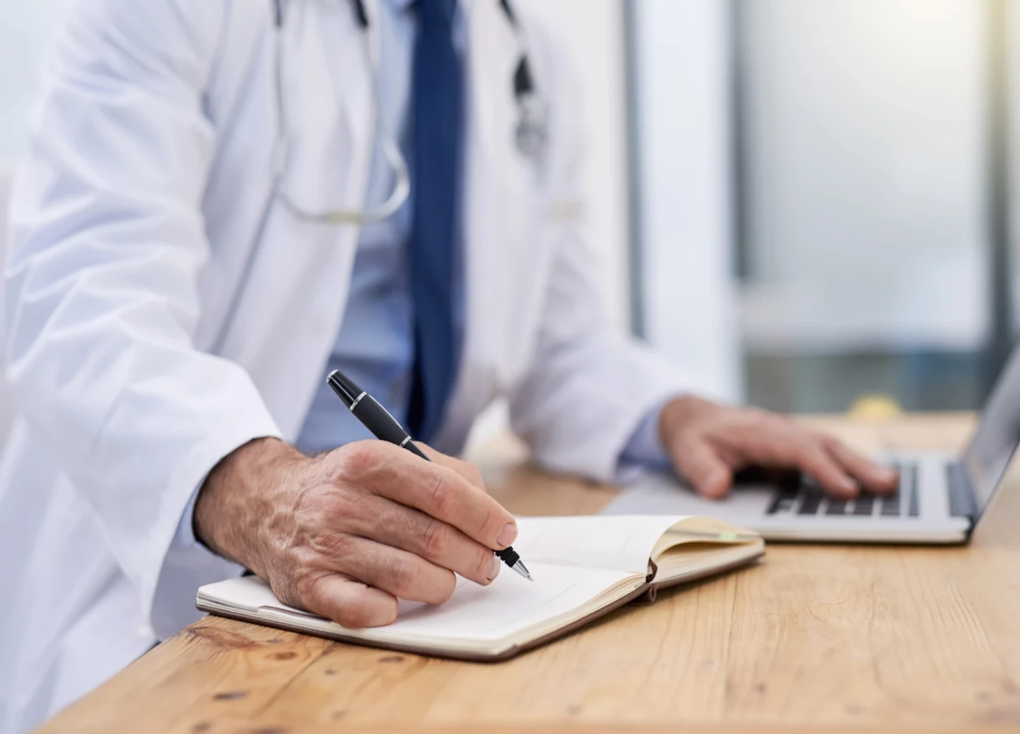 doctor checking data