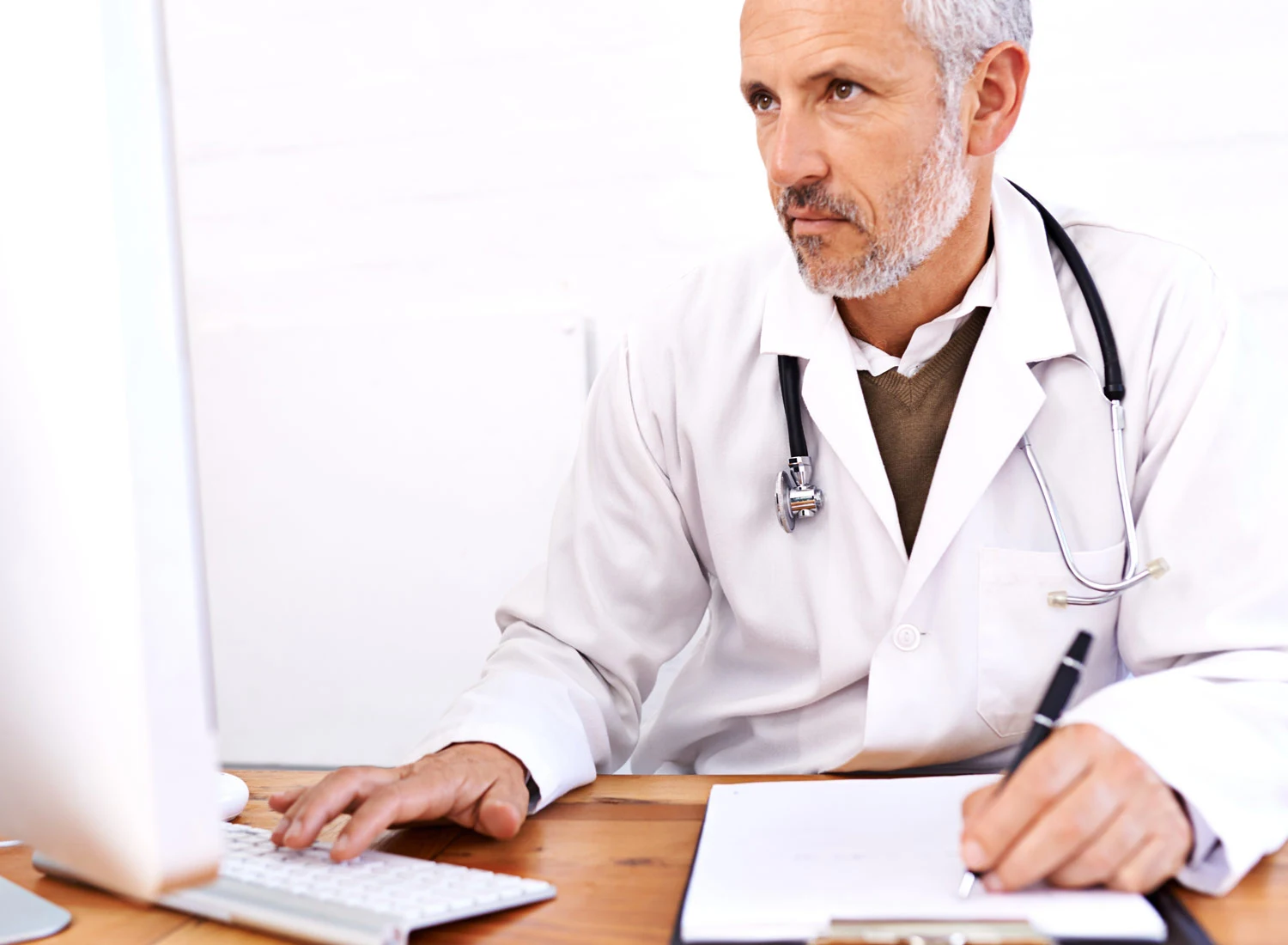 doctor focused on data