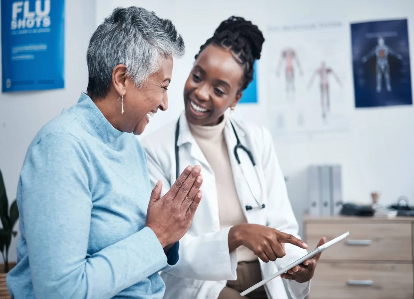 happy doctor with happy patient