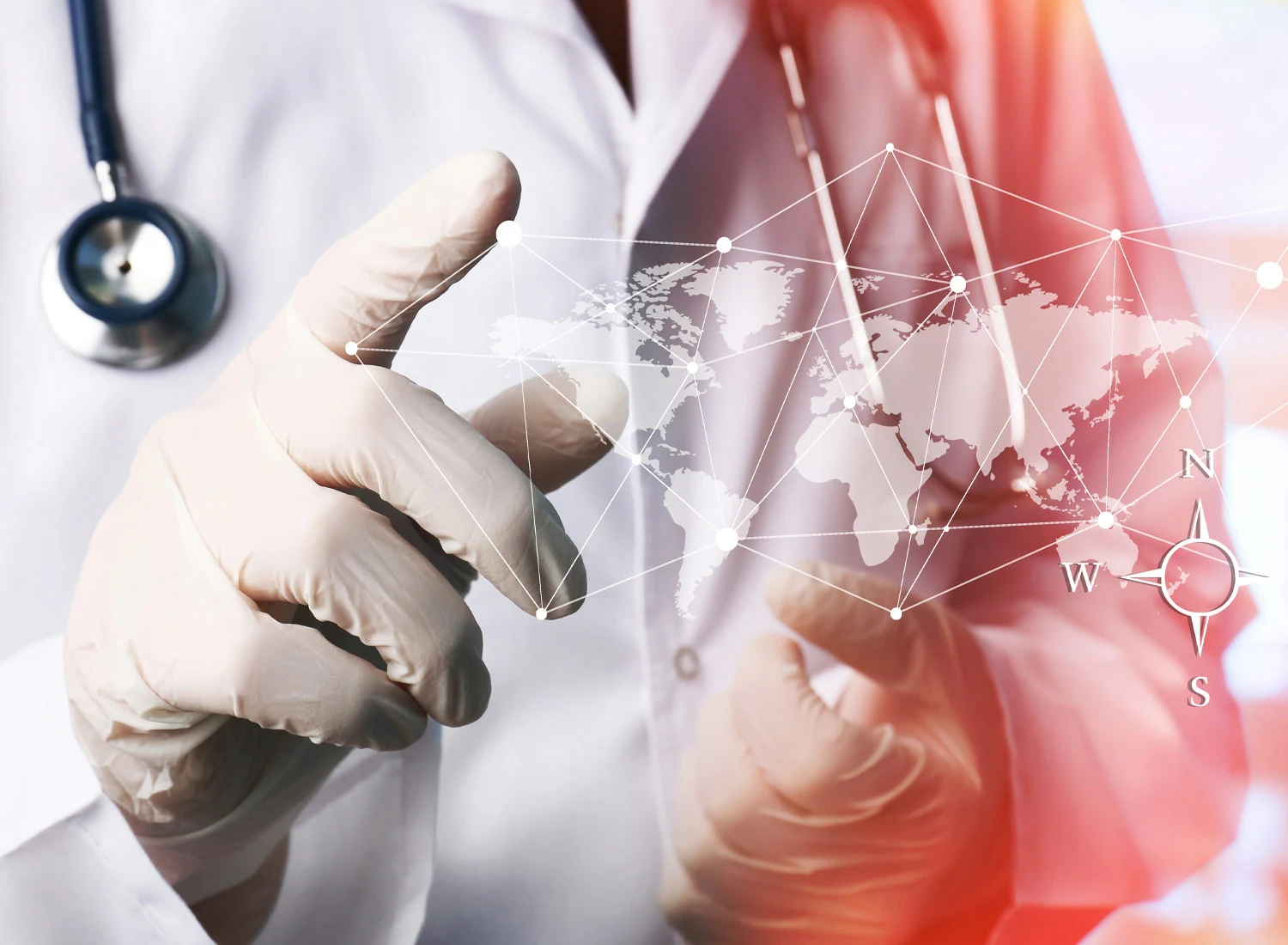 doctor looking at globe