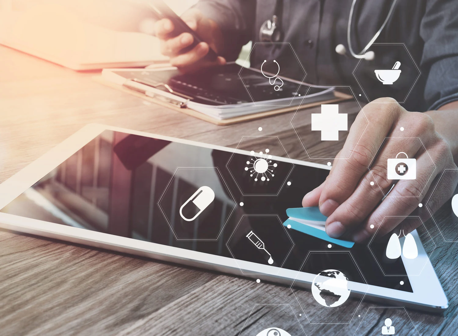 doctor using a tablet
