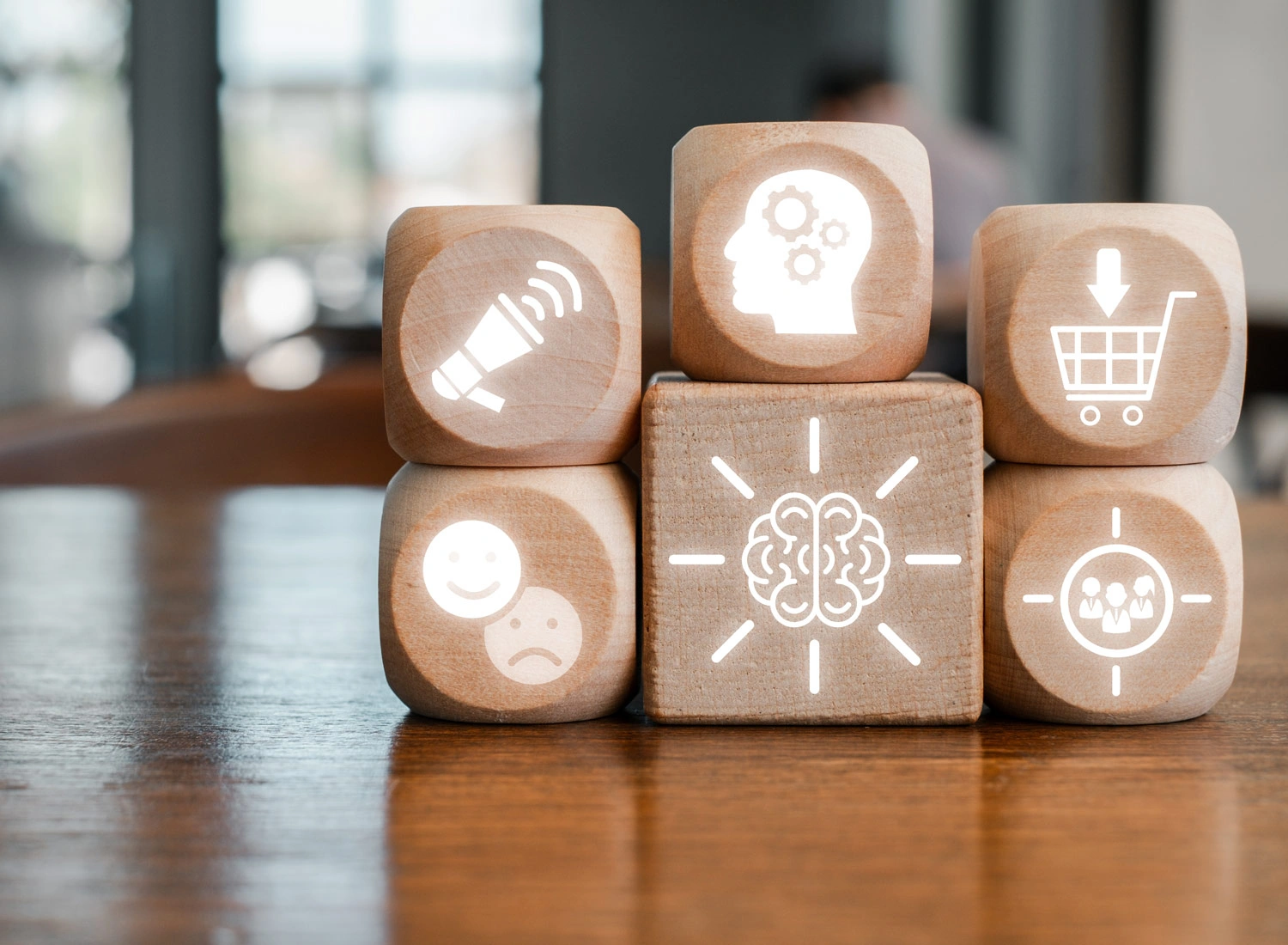 medical icons on building blocks